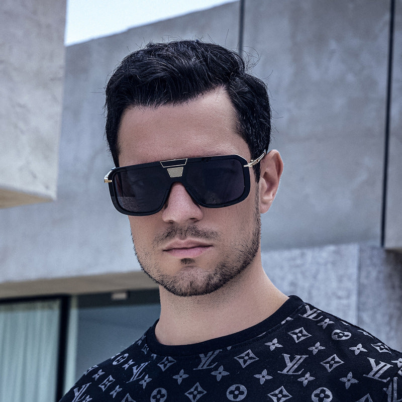 New Retro Square Frame Sunglasses for Men, European and American Style Large Frame Sunglasses for Women, Trendy Wholesale Sun Protection Sunglasses