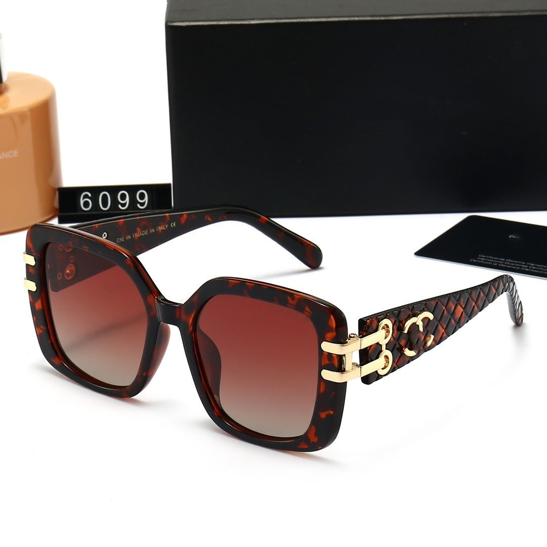 Chanel Style Pattern High-End Retro Sunglasses Large Frame Face-Slimming Celebrity Style Sunglasses6099Glasses