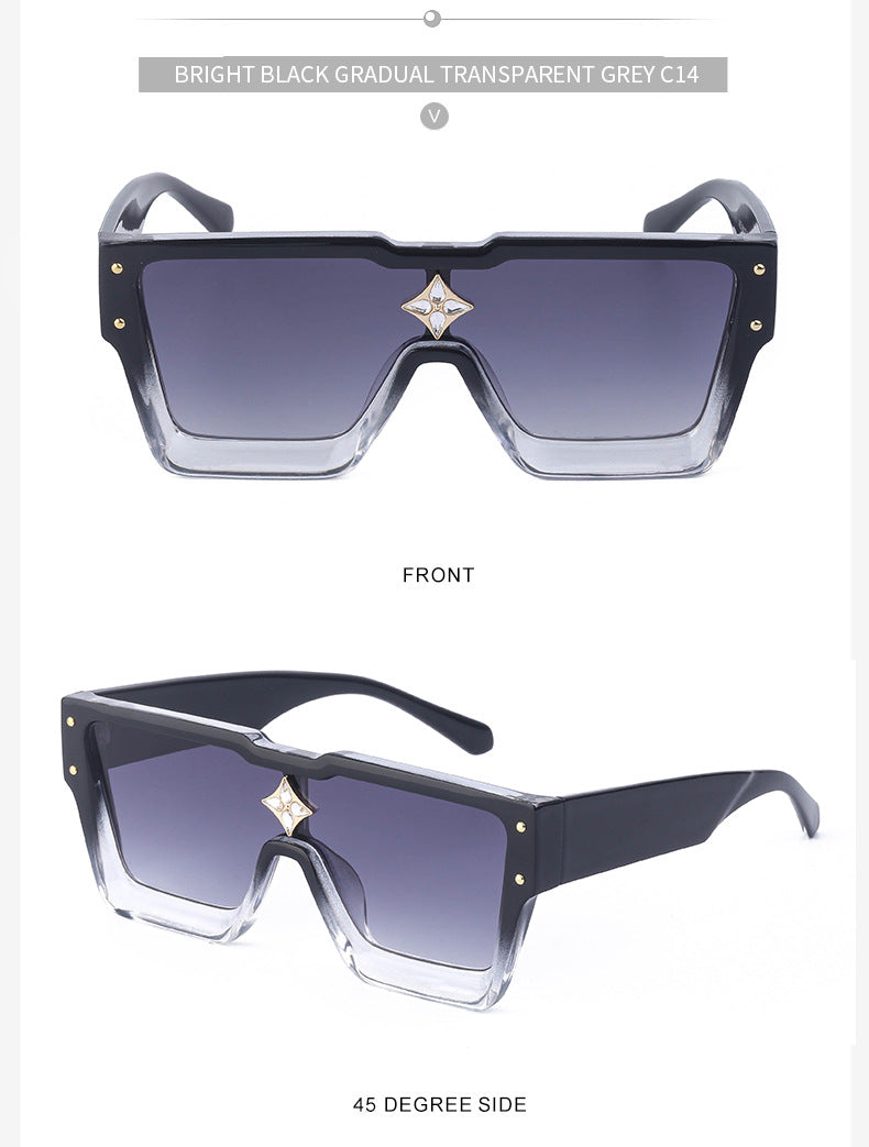 2025European and American 0k Rich Women Large Frame Sunglasses New One-piece Internet Celebrity Sunglasses for Women Trendy sunglasses