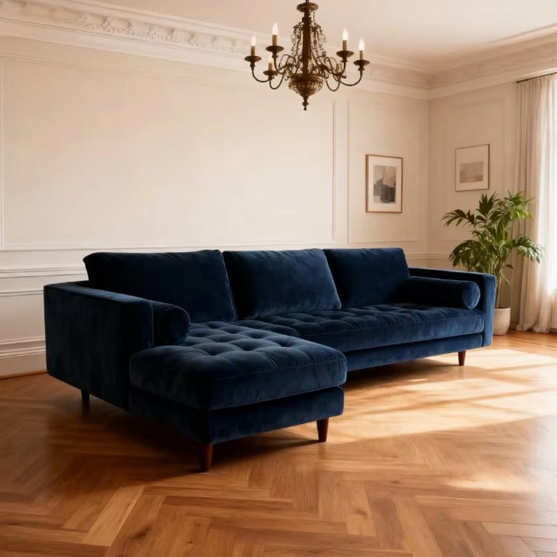 Nordic Light Luxury ins Corner Sofa for Small Living Room L Luxurious Velvet and Latex Fabric Sofa Set