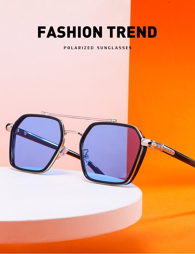 New Sunglasses Internet Celebrity Wei Ting Same Style Sunglasses for Men Trendy Large Square Frame Sunglasses for Men ins Sun Protection Glasses