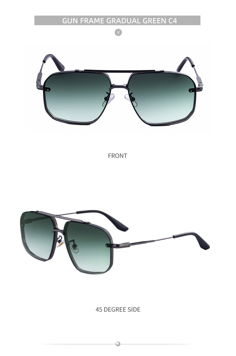 2025New European and American Fashion Square Frame Sunglasses for Men High-End Frameless Sunglasses Men Trendy Sun Protection shades