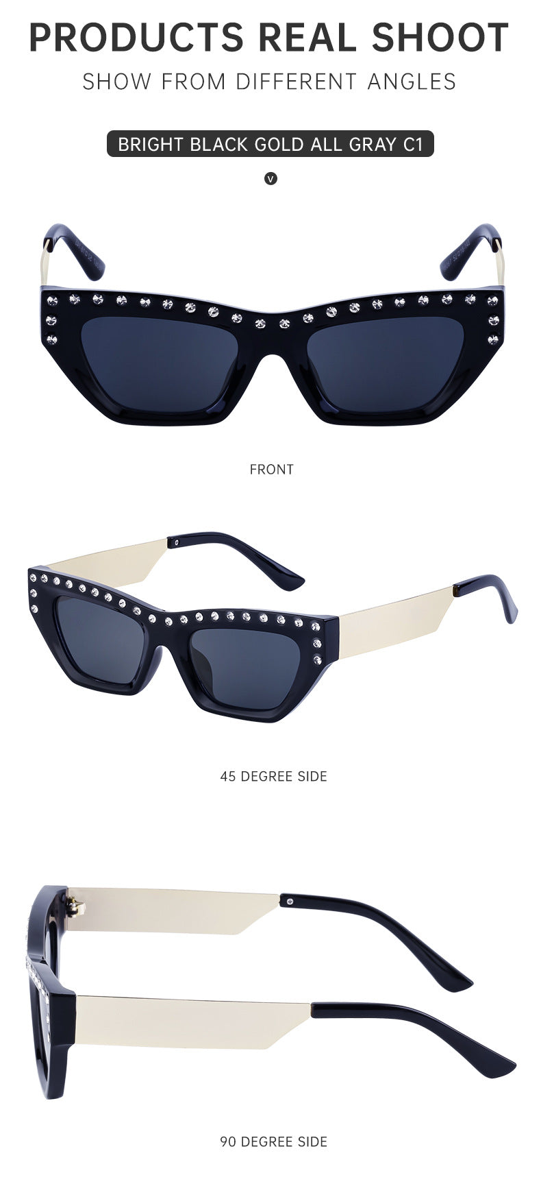 New Fashion Cat Eye Sunglasses for Women Trendy High-end Rhinestone Sunglasses Wholesale sunglasses