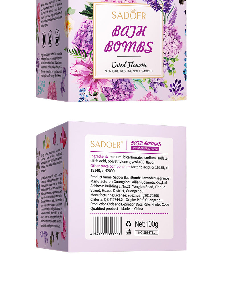 Full English Dried Flower Explosive Bath Salt Ball100gSADOER Clean Fragrance Bath Ball  Wholesale