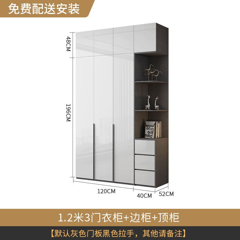 Modern Simple Wardrobe with Swing Doors, Storage Wardrobe with Dressing Table, Shelves, Side Cabinet, Bedroom Wardrobe, Entryway Installation