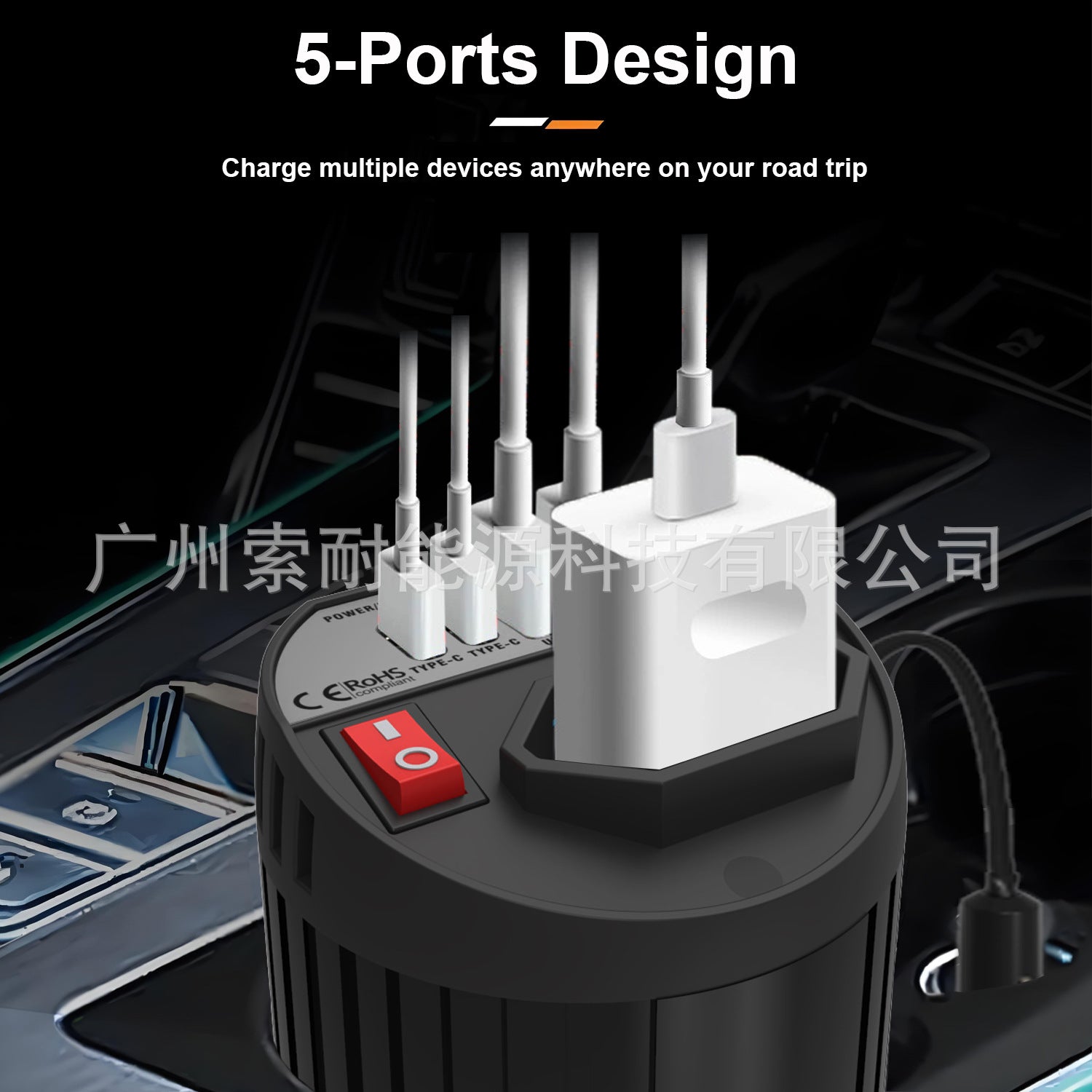 Hot Selling Car Inverter200W 12V Turn110V220V Double USB Type-C Cup Type inverter