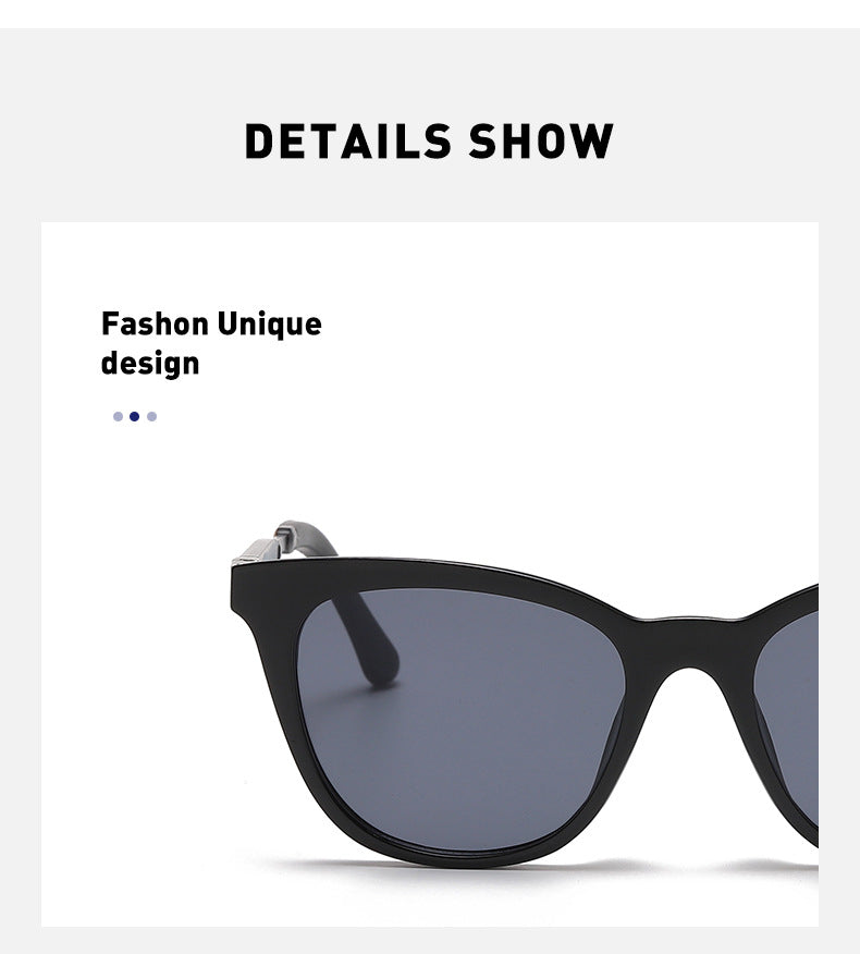 Aluminum-magnesium Spring Mirror Leg Cat Eye Sunglasses Men UV Protection ins Large Frame Sunglasses for Women with High-End Feel