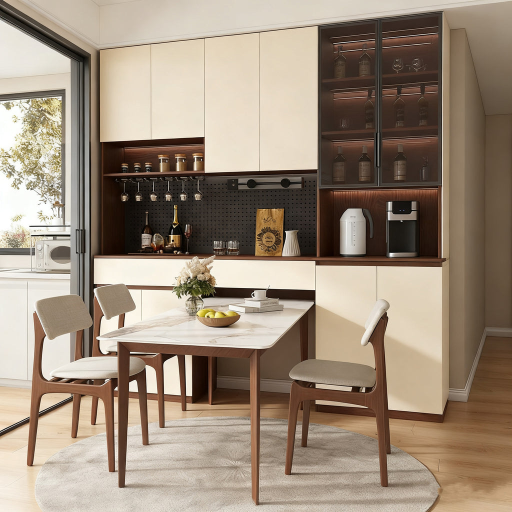 Custom Aluminum Alloy Sideboard Cabinet for Entire House, Wall-Mounted, Integrated with Dining Table, Living Room, Kitchen, Home Storage, Wine Cabinet