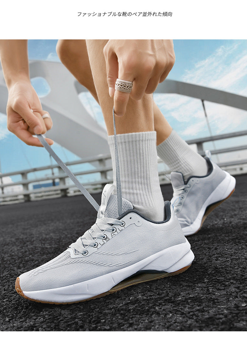 Summer Men's Fashion Breathable Sneakers Student Outdoor Trendy Lace-up Thick-soled Low-top Casual Running Shoes