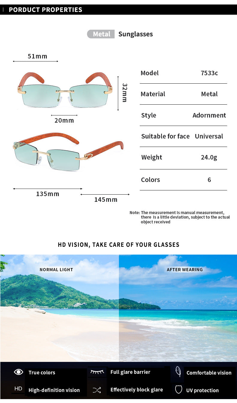 New Fashion Sunglasses for Men Ultra-Clear Frameless Sunglasses Ocean Lens Diamond Cut Edge Trendy Wholesale7533