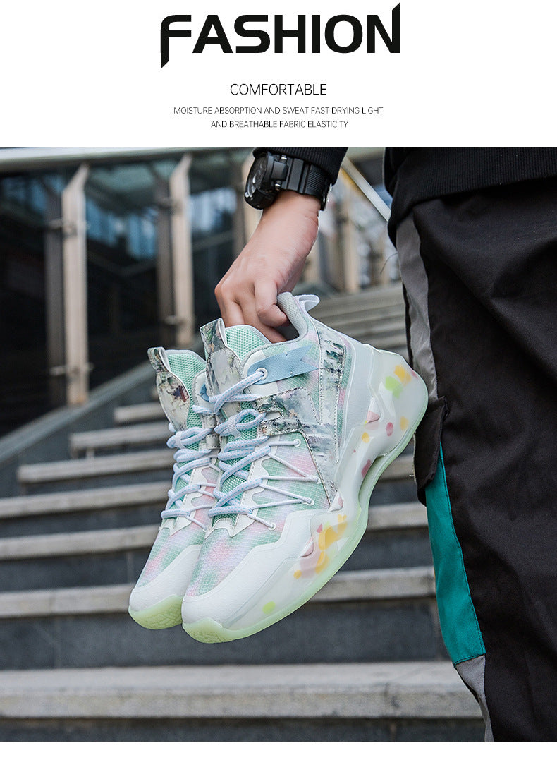 2025New National Era Men's Shoes Fashion Sports Shoes Youth High Elasticity Cushioning Anti-Slip Wear-Resistant Trendy Basketball Shoes