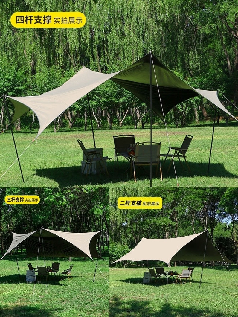 Camping Vinyl Canopy Tent Outdoor Butterfly Large Tarp Camping Gear Rainproof Sunshade Shelter