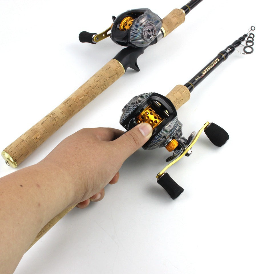A Fishing Gear Gun Handle Retractable Lure Water Drop Reel Combo Ultra-light Ultra-short Fishing Rod Wooden Handle Rod
