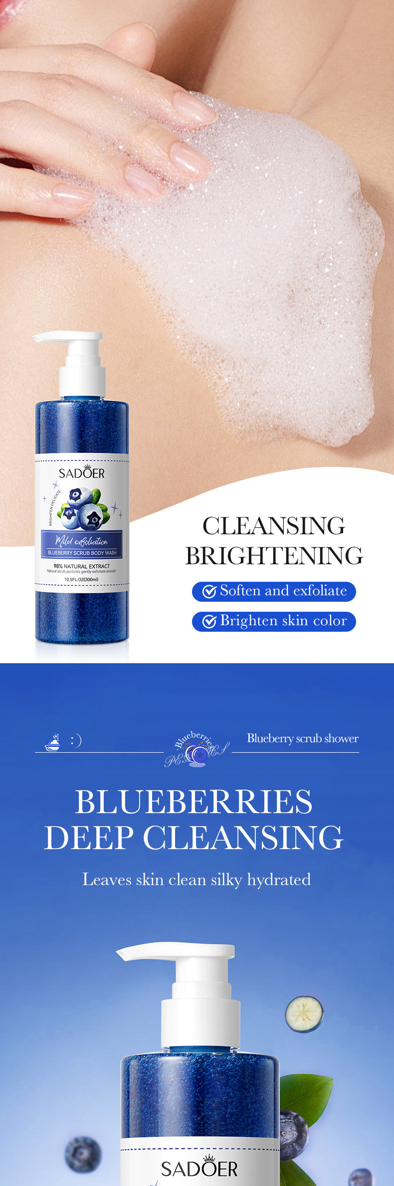 Full English Fruit Body Wash300mlSADOER Kiwi Body Scrub Shower Gel  Wholesale