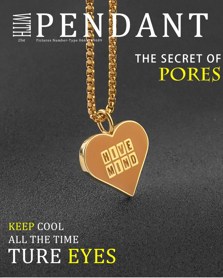 European and American Style Stainless Steel Heart-shaped Peach Heart Resin Pendant Vacuum Electroplating gold Heart-shaped Personality Titanium Steel Necklace Wholesale