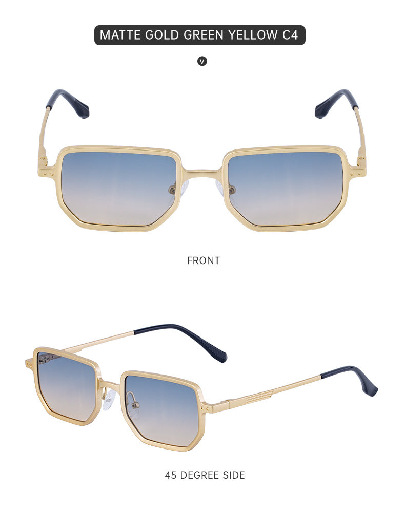 2025New Square Frame Sunglasses for Men with Metal Spring Temples, Sun Protection Glasses, Wholesale for Men shades