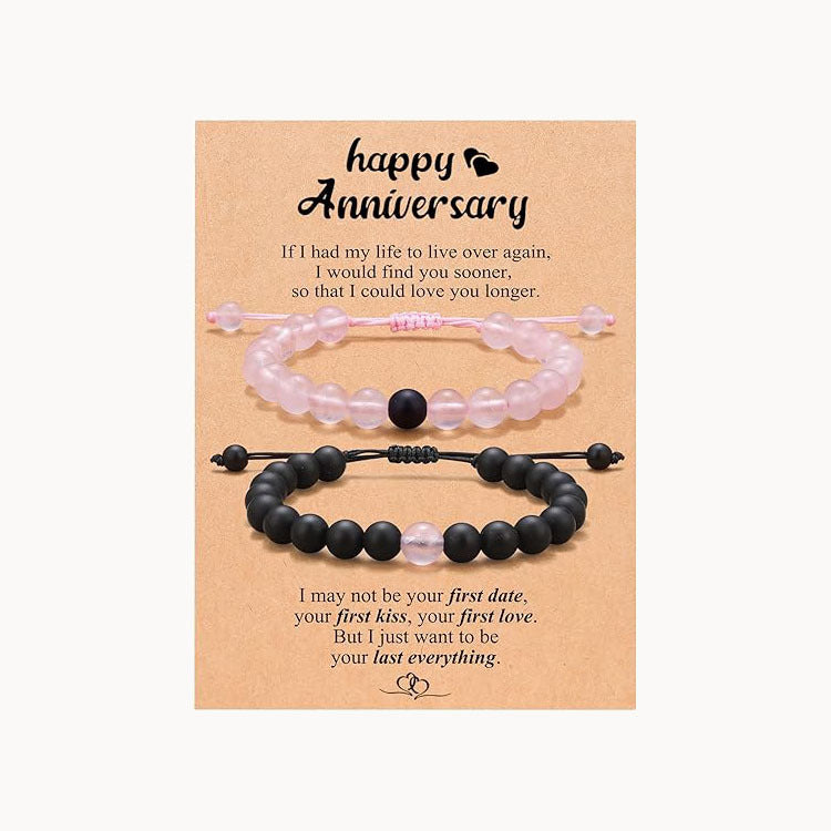 Hot Selling White Turquoise Obsidian Couple Card Bracelet Natural Stone Powder Crystal Beaded Braided Bracelet