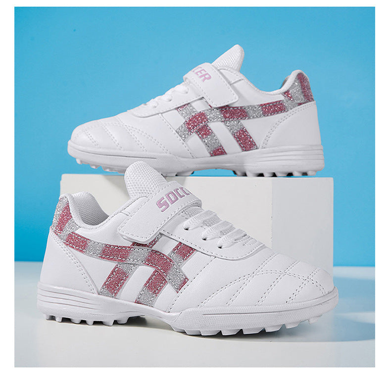 New football shoes for men and women with Velcro for children TF Broken Nail Style Youth Student Grassland Flat Training Shoes