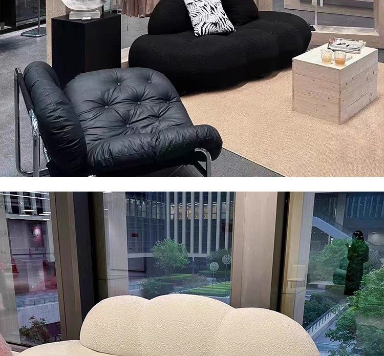 Northern Europe Lenuvole Petal Sofa Living Room Cream Style Three-Seater Fabric Sofa Modern Cloud Compression Sofa