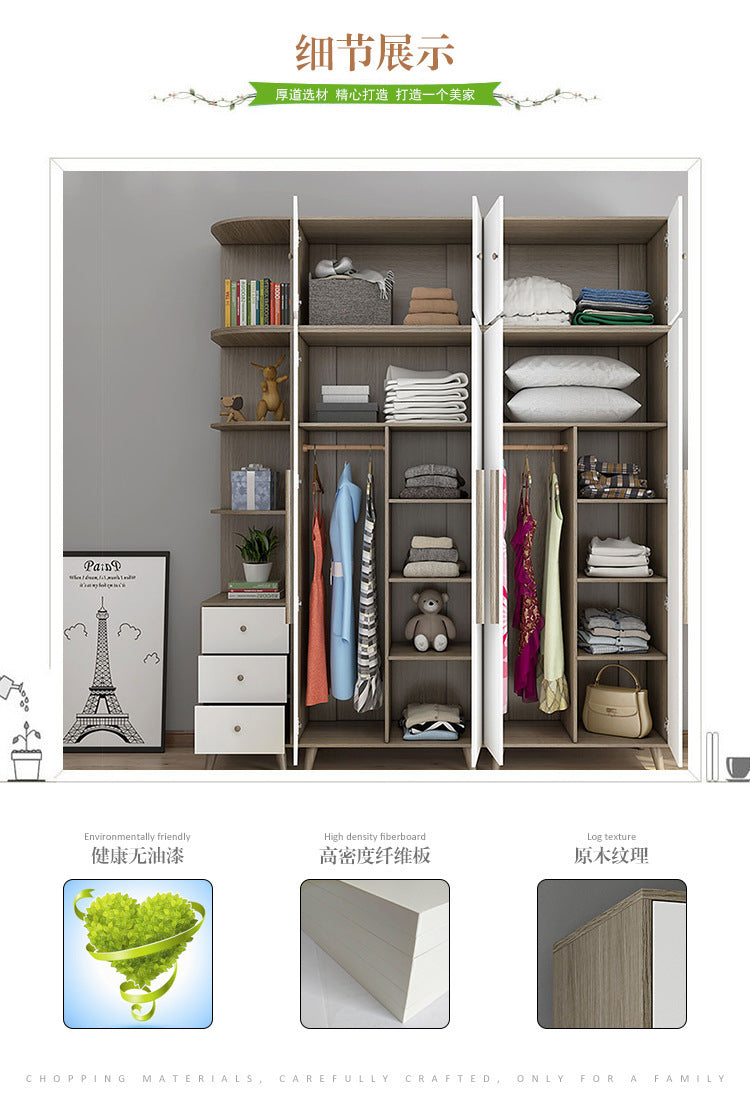 Factory Direct Supply Economical Rental Wardrobe Storage Simple Combination Two-Door Three-Door Panel Storage Apartment Wardrobe