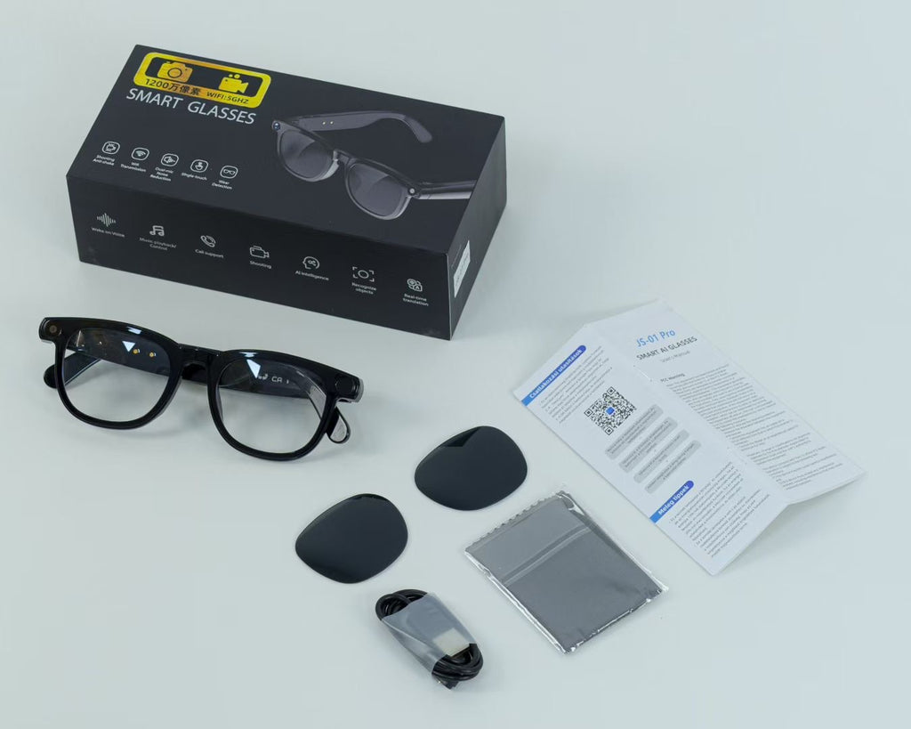 JS01 Pro Smart Glasses1200100 Megapixel Camera AI Simultaneous Translation Character Recognition Anti-Shake Video Recording Audio Recording
