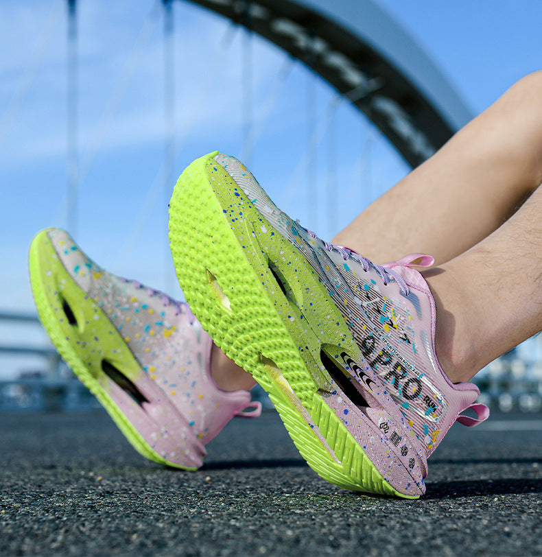 Autumn New Red Rabbit9Fluorescent Breathable Comfortable Couple Sports Shoes Ultra-Light Cushioning Rebound Anti-Slip Wear-Resistant Running