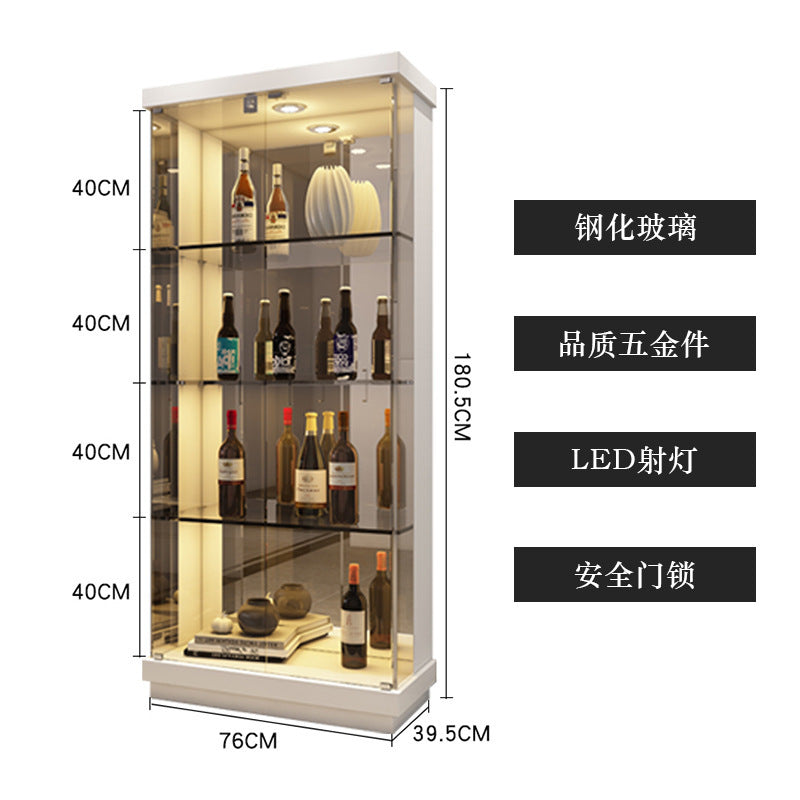 All-Glass Wine Cabinet Living Room Wall-Mounted Sideboard Modern Simple Light Luxury Small Red Wine Transparent Collection Figurine Display Cabinet