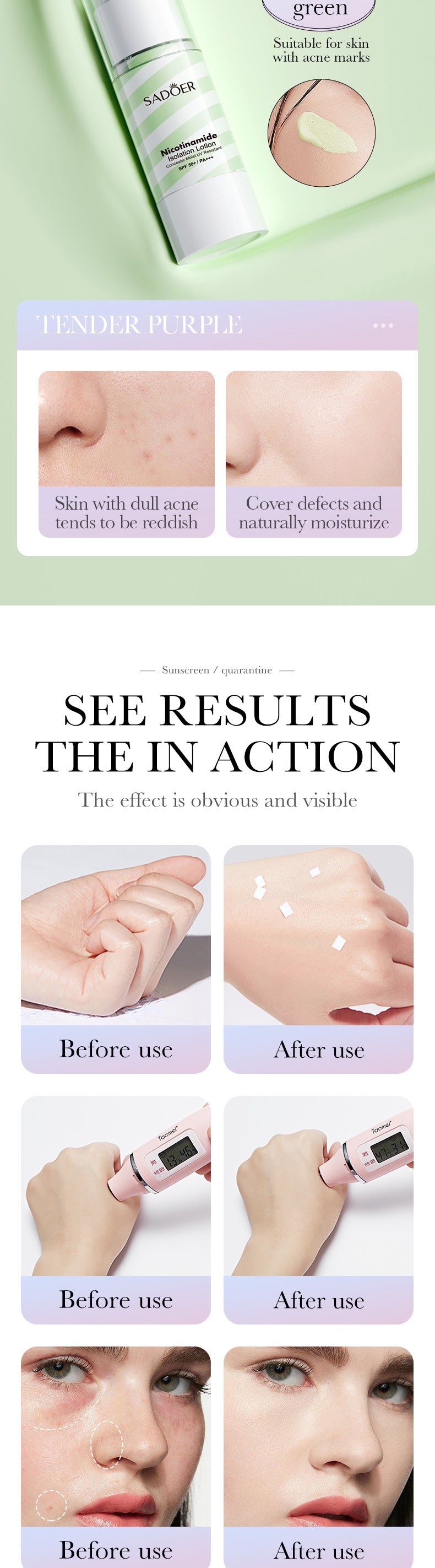 Makeup SADOER Niacinamide Two-tone Primer Brightening Skin Tone Makeup Base Cross-border Wholesale