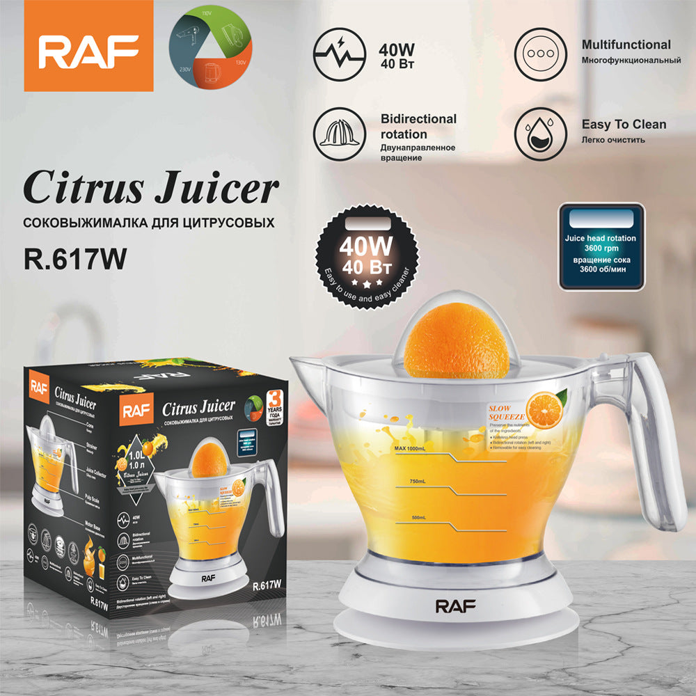 RAF EU Standard Electric Fresh Orange Juicer Household Automatic Juicer Lemon Orange Juice Machine Small Portable617