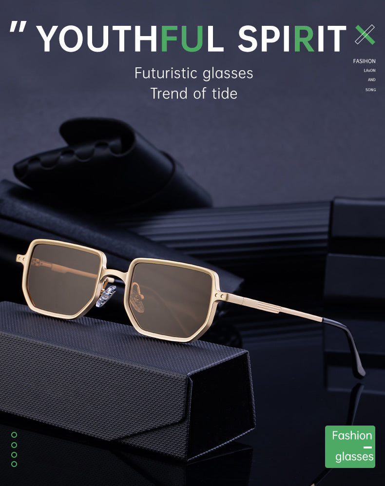 2025New Square Frame Sunglasses for Men with Metal Spring Temples, Sun Protection Glasses, Wholesale for Men shades