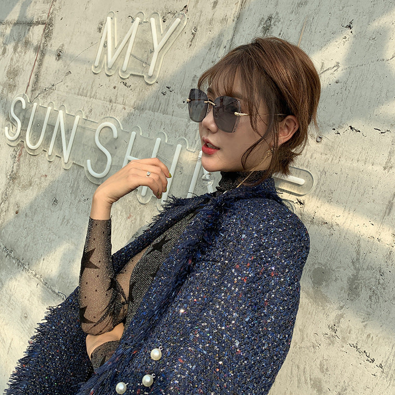 Polarized Driving Anti-Glare Sunglasses for Women Fashionable Internet Celebrity Style Frameless Sunglasses Trendy Korean Version Sunglasses