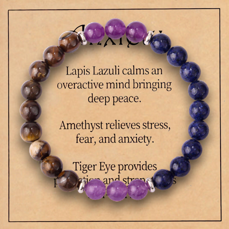 Women's White Pine Spacer Bracelet European and American Couple Obsidian Magnetic Bracelet8mm Beaded Amethyst Tiger Eye Bracelet
