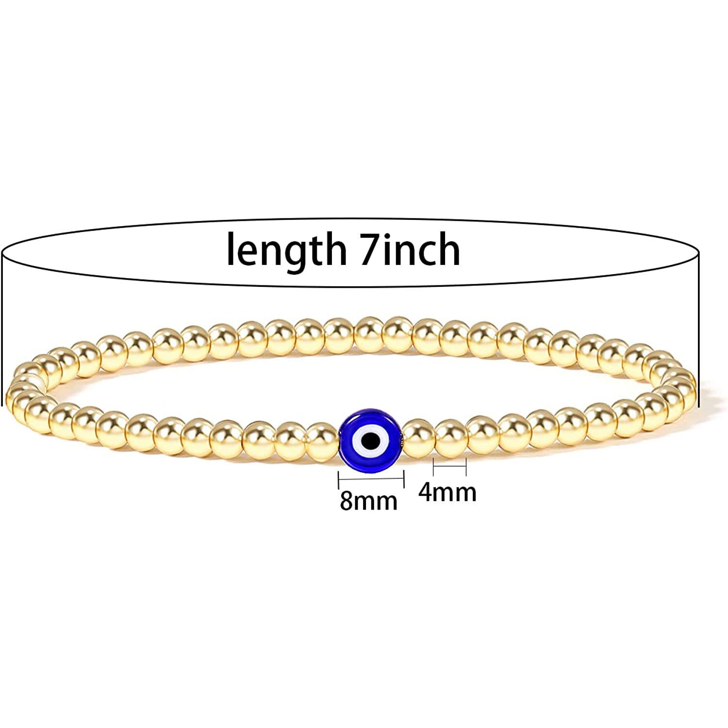 Copper Bead Blue Eyes Bracelet European and American Ladies Elastic Bracelet4mm Small Beaded Devil's Eye Bracelet