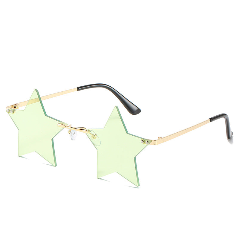 Five-Pointed Star Sunglasses for Women, Rimless Street Style, Unique Sunglasses for Women, European and American Party, Dance, Quirky Couple Glasses