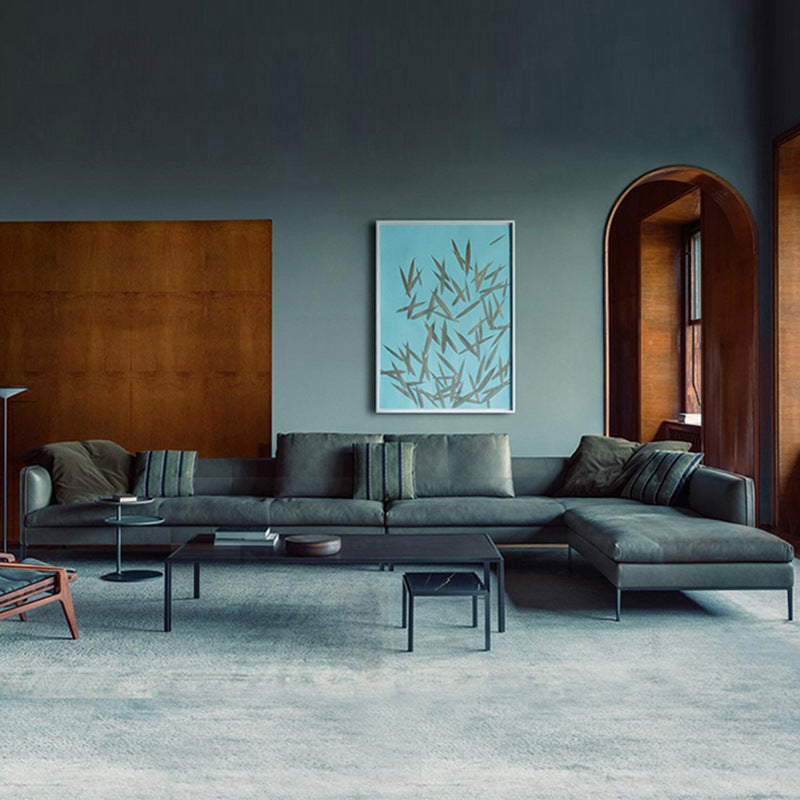 Italian Minimalist Genuine Leather Sofa Light Luxury Simple Modern Latex Nordic Down Living Room Combination Small Apartment Sofa Shipping and tax not included