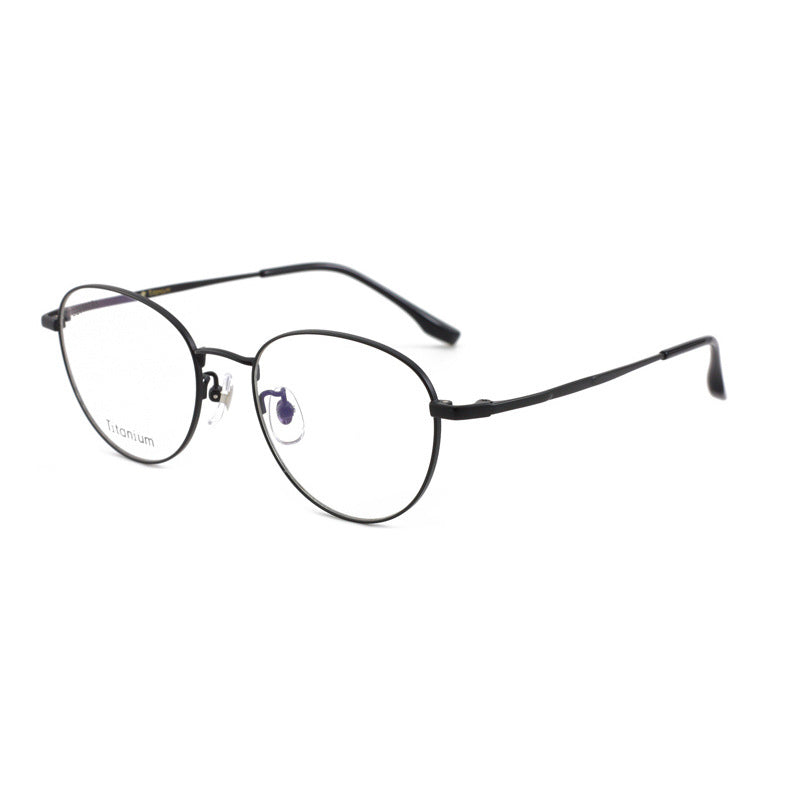New Vintage Half Titanium Eyeglass Frame Fashion Two-tone Electroplated Round Glasses Frame Light Luxury Metal Frame