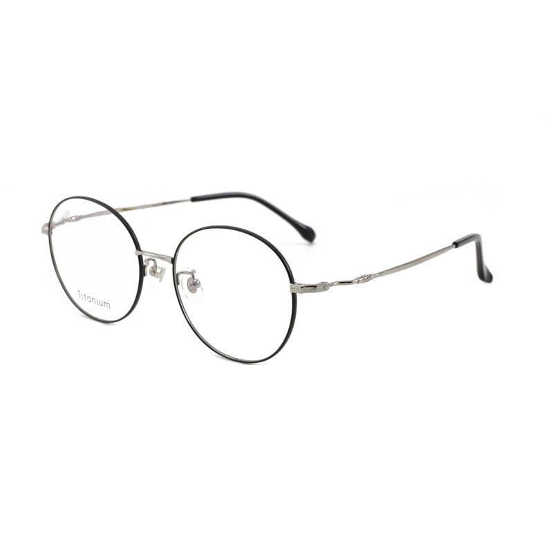 Round Frame Fashion Retro Half Titanium Glasses Frame Internet Celebrity Unisex Lightweight Metal Frame Thin Frame