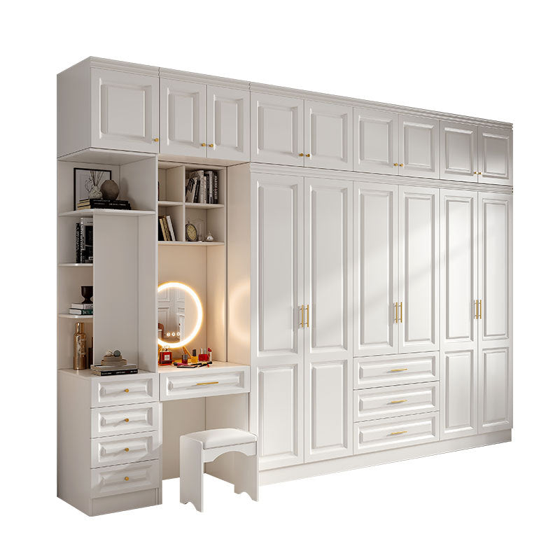 Nordic Modern Dressing Wardrobe Light Luxury Pure Desire Style White Wall Cabinet Three-Dimensional Carving Free Combination Large Capacity Wardrobe