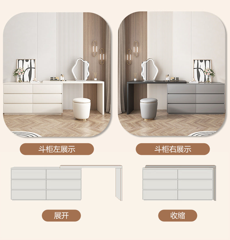 Solid Wood Dressing Table Cream Style Bedroom Modern Simple Makeup Table Chest of Drawers Dressing Table Integrated Cabinet Master Bedroom Bedside Cabinet