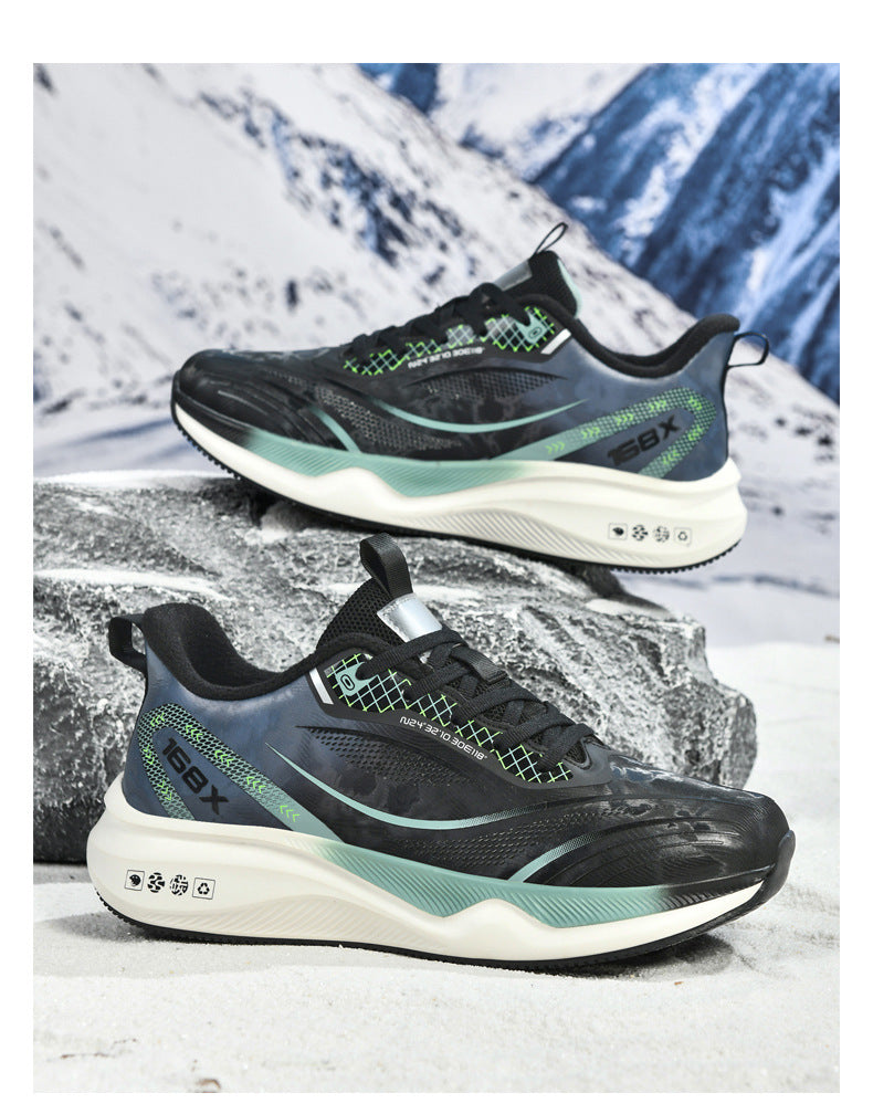 Autumn Winter New Large Size Fashion Leather Surface Fleece Lined Thickened Warm Casual Shoes Real Carbon Plate Sports Running Shoes