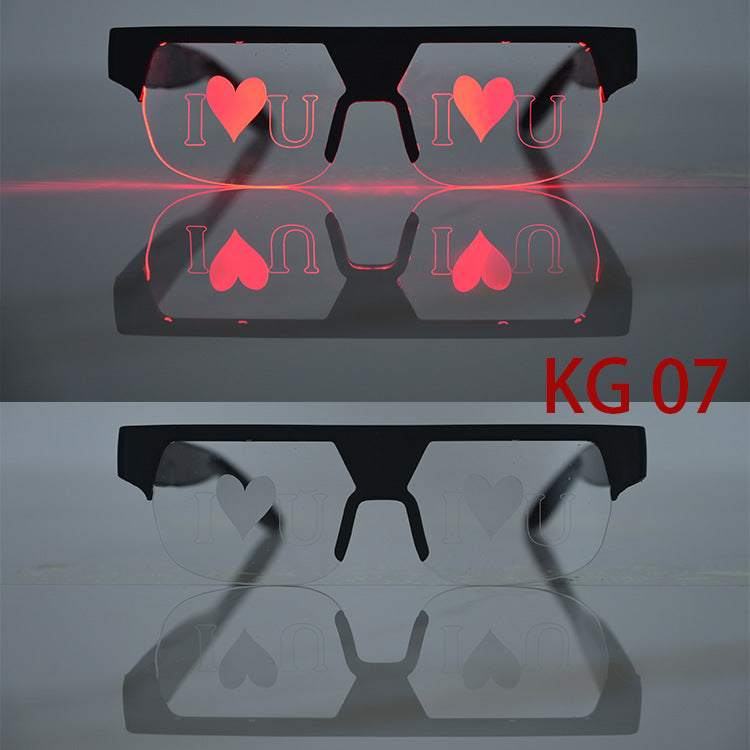 New LED Glowing Red Eye Glasses Same Style Glowing Glasses Personality Funny Party Performance Flashing Props