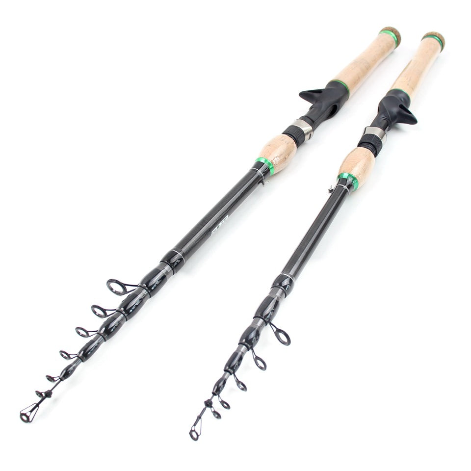 Carbon Fiber Telescopic Lure Rod with Extended Cork Handle, Ultra-Hard European and American Style Popular Bass and Snakehead Fishing Rod