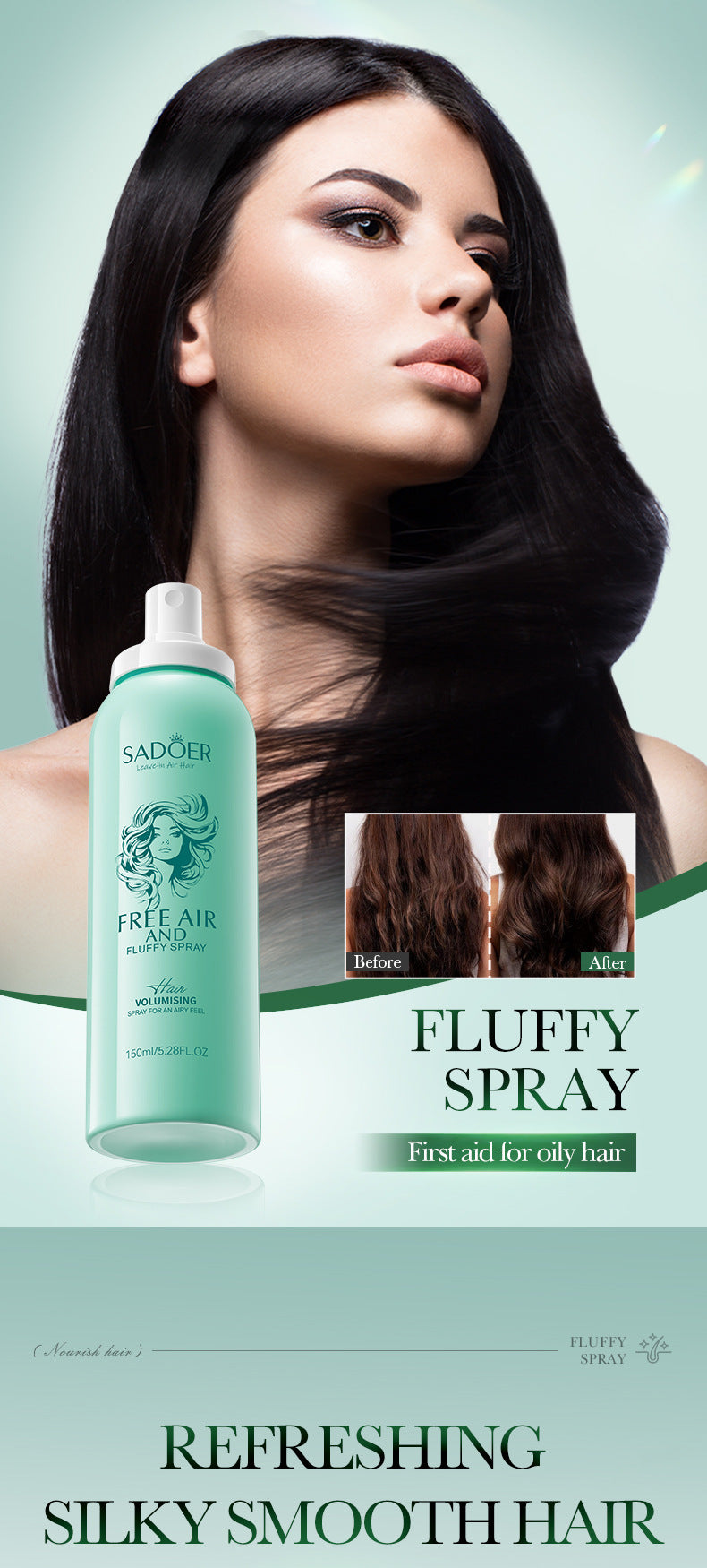 Hair Volumizing Spray SADOER Oil Removal and Smooth Hair Spray for Improving Hair Texture, Cross-Border Wholesale