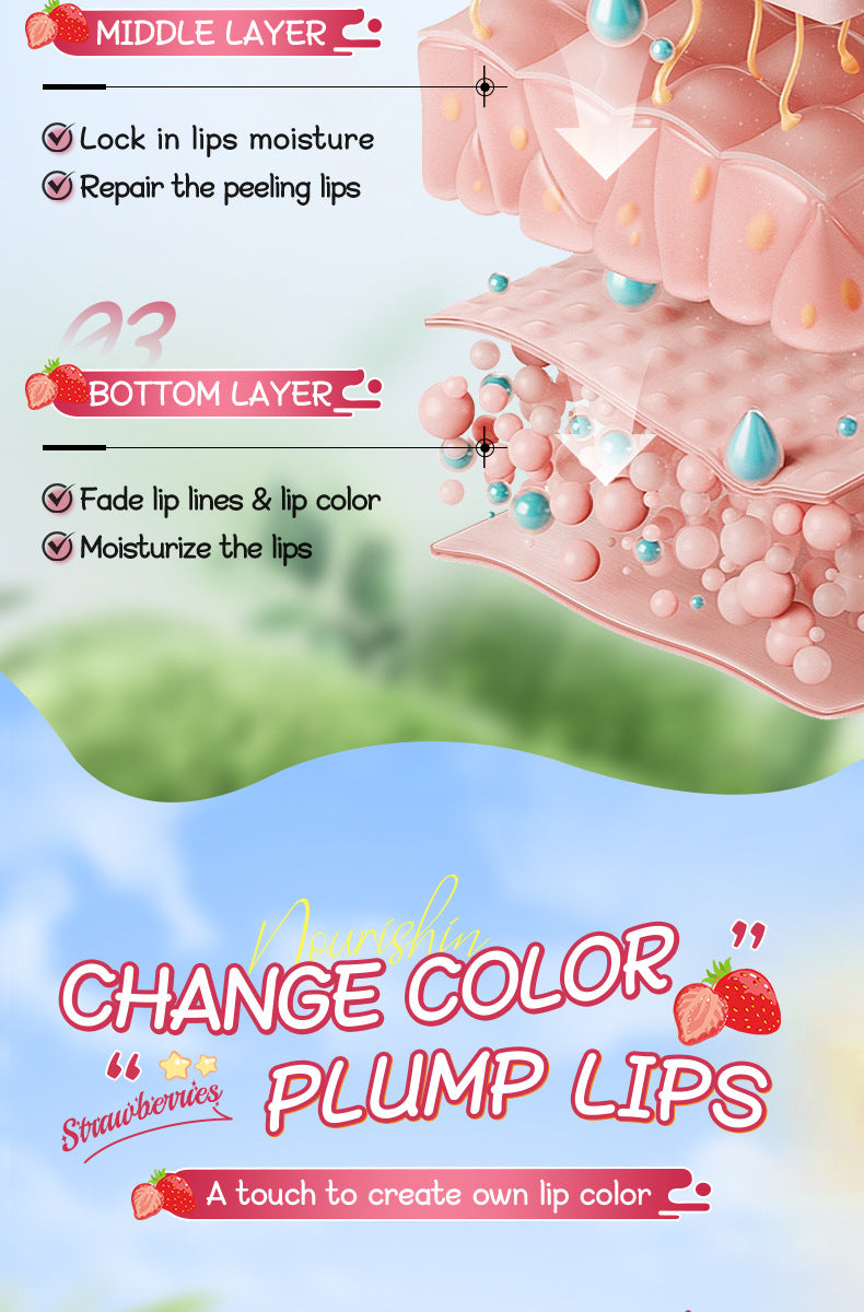 Full English Fruit Filled Temperature Changing Lip Balm SADOER Hydrating Moisturizing Temperature Changing Lip Balm for Foreign Trade