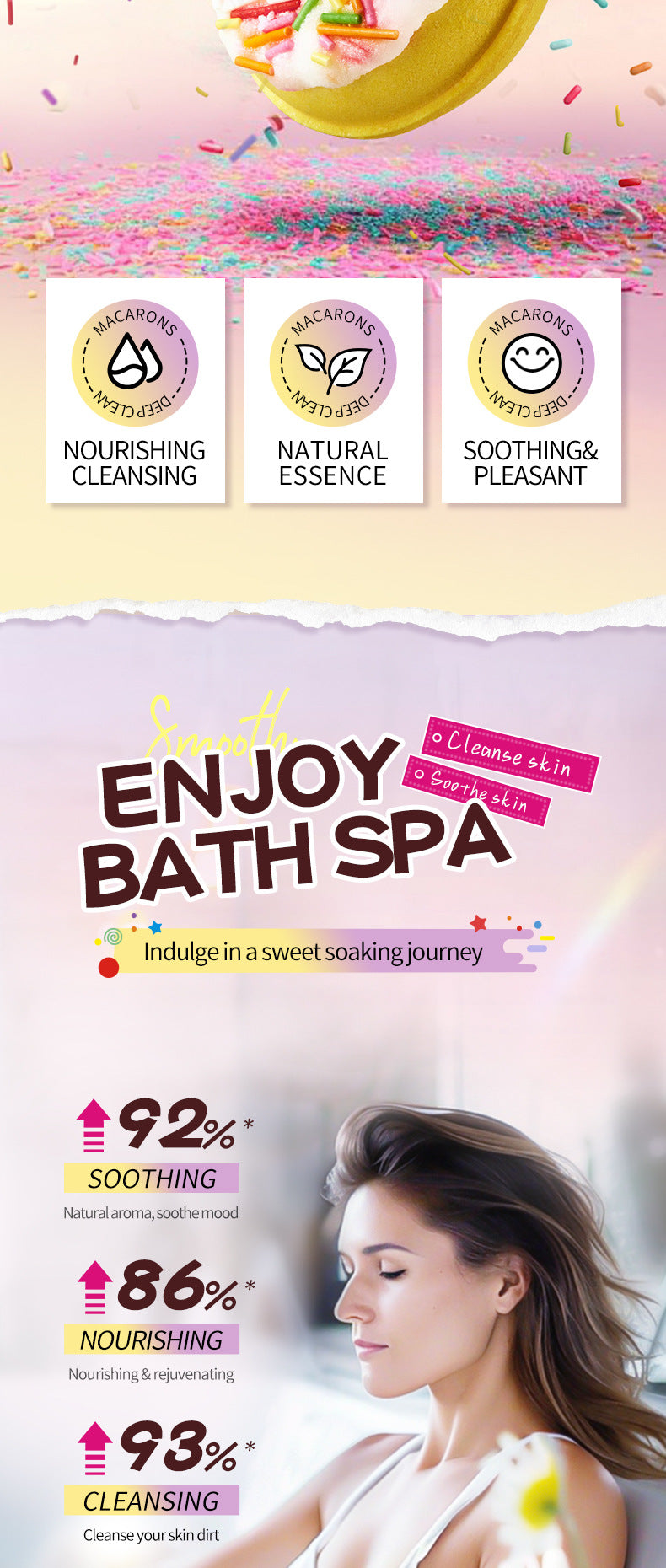 Full English Macaron Donut Bath Salt Ball SADOER Clean Body Bath Salts  Wholesale