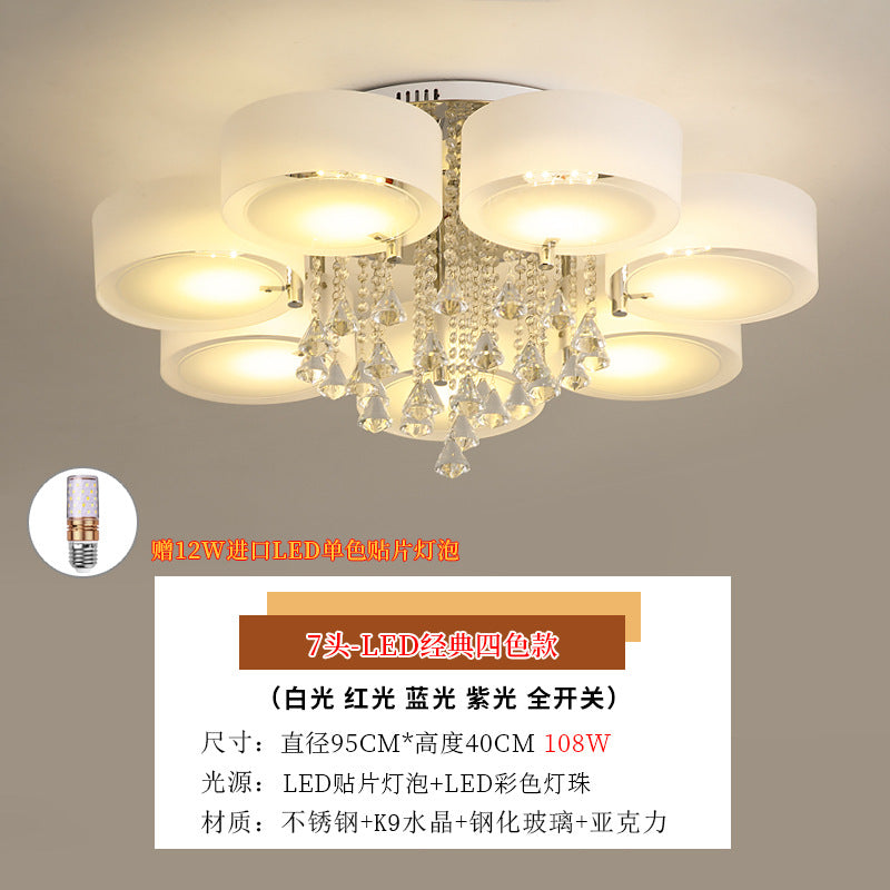 Living Room Lamp Crystal Lamp LED Ceiling Lamp Round Bedroom Lamp Simple Modern Elegant Home Dining Room Balcony Lighting