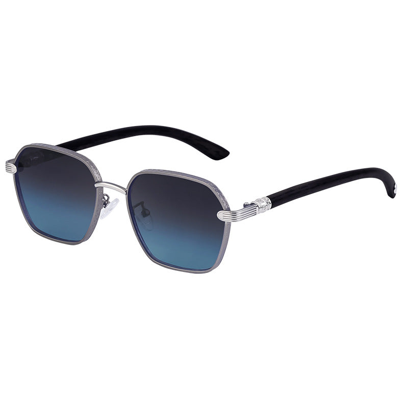 Vintage Imitation Wood Grain Temple Men's Sunglasses Outdoor Driving Square Frame Sunglasses Wholesale shades