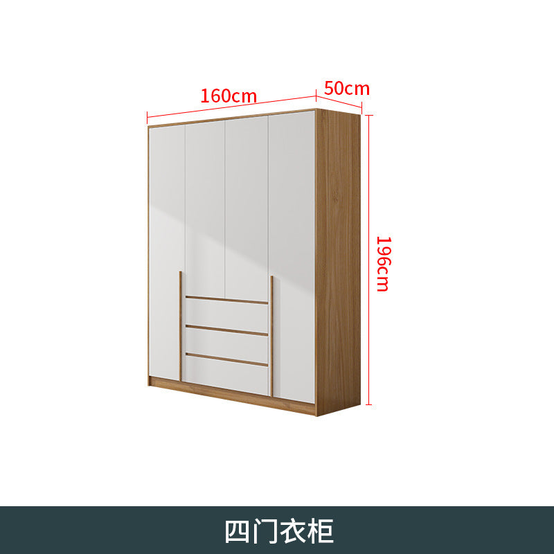 Natural Wood Color Cream Style Wardrobe with Flat Doors for Bedroom, Comes with Small Dressing Table, Freely Combinable Storage Cabinet