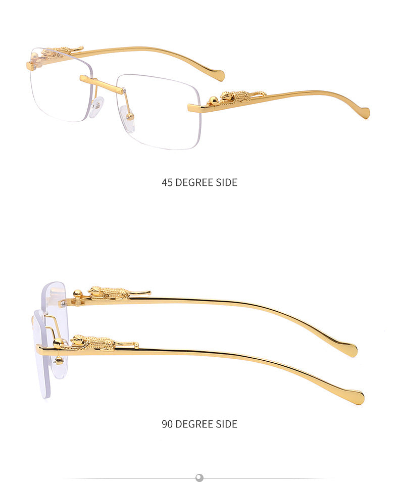 New Fashion Small Frame Square Sunglasses Men's Sunglasses Women's European and American Trendy Rimless Sunglasses Men