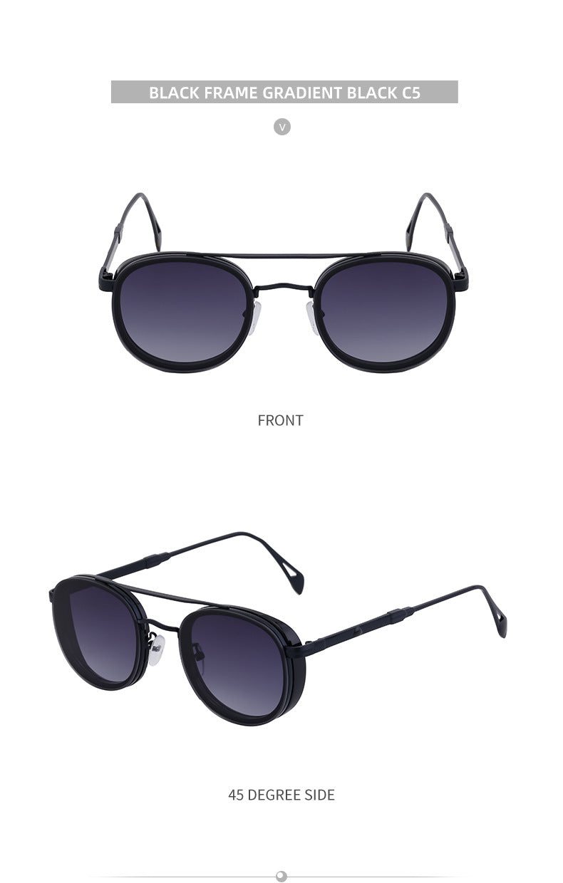 European and American Retro Oval Frame Sunglasses for Men, Side Wrap Small Frame Sunglasses for Women, Trendy Glasses Wholesale shades